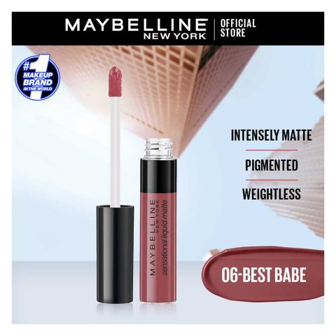Maybelline New York Color Sensational Liquid Matte Lipstick, 06 Best Babe
