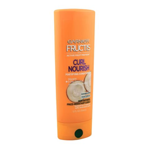 Garnier Fructis Curl Nourish Fortifying Conditioner, Glycerin + 3 Oils, Paraben Free, 370ml