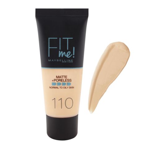 Maybelline New York Fit Me Matte + Poreless Foundation, 110 Porcelain, 30ml