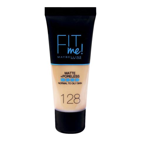 Maybelline Fit Me Matte + Poreless Foundation, 128 Warm Nude, Normal To Oily Skin