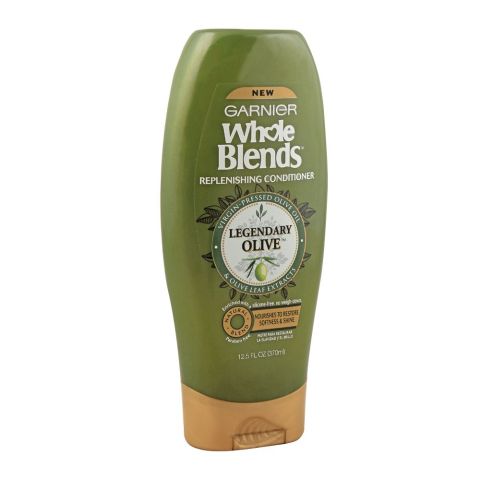 Garnier Whole Blends Legendary Olive Replenishing Conditioner, Restore Softness & Shine, Paraben Free, 370ml