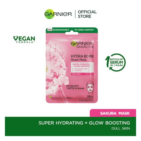 Garnier Skin Active Hydra Bomb Ultra Hydrating Glow Boosting Face Mask, For Dull Skin, 32g