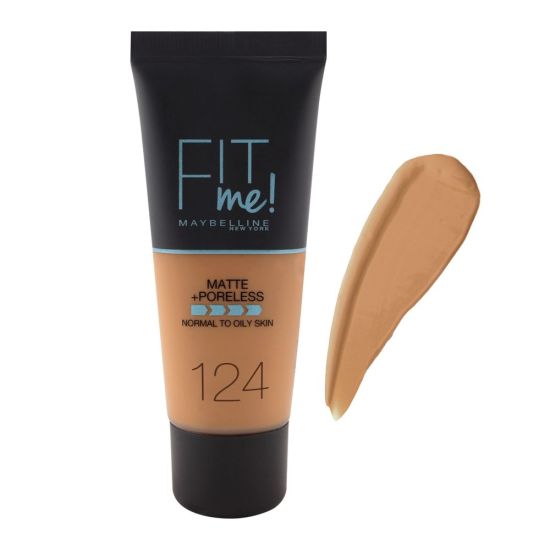 Maybelline New York Fit Me Matte & Poreless Foundation, 124 Soft Sand